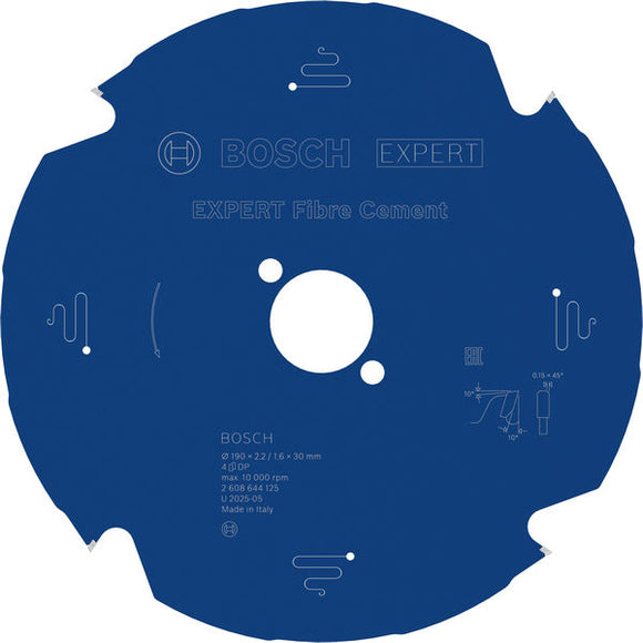 EXPERT Fibre Cement Circular Saw Blade, 190 x 2.2/1.6 x 30 mm, T4
