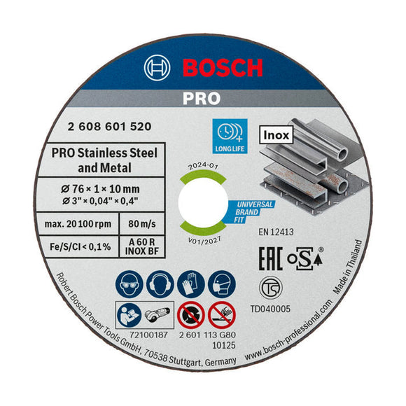 Bosch PRO Stainless Steel and Metal Bonded Cutting Disc 76x1x10 mm 5pcs - image 01