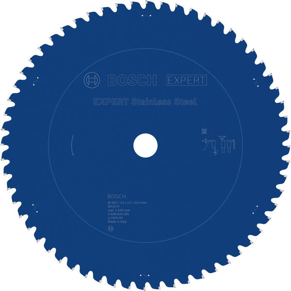 EXPERT Stainless Steel Circular Saw Blade, 305 x 2.5/2.2 x 25.4 mm, T60