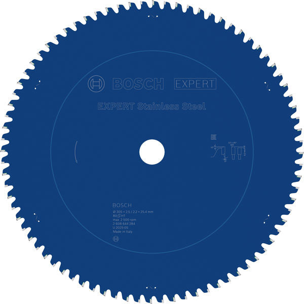 EXPERT Stainless Steel Circular Saw Blade, 305 x 2.5/2.2 x 25.4 mm, T80