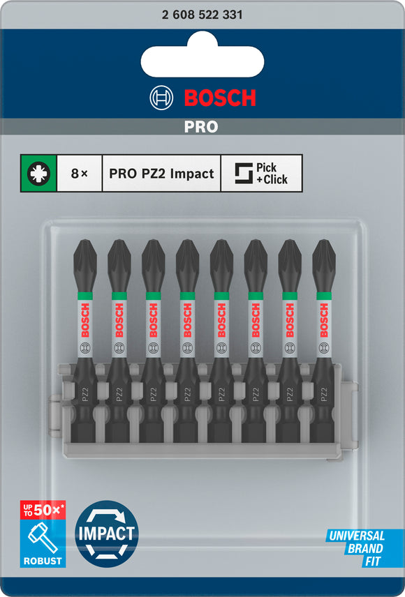 Bosch PRO Pozidriv Impact Bit, PZ2, 55 mm, 8 pcs