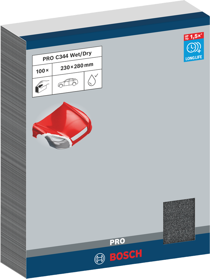 PRO C344 wet and dry Hand Sanding Sheet, 230 x 280 mm, G60, 100 pcs - 0