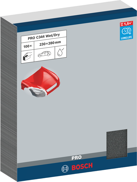 PRO C344 wet and dry Hand Sanding Sheet, 230 x 280 mm, G100, 100 pcs