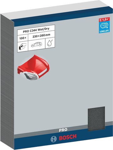 PRO C344 wet and dry Hand Sanding Sheet, 230 x 280 mm, G180, 100 pcs - 0