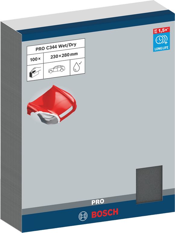 PRO C344 wet and dry Hand Sanding Sheet, 230 x 280 mm, G500, 100 pcs