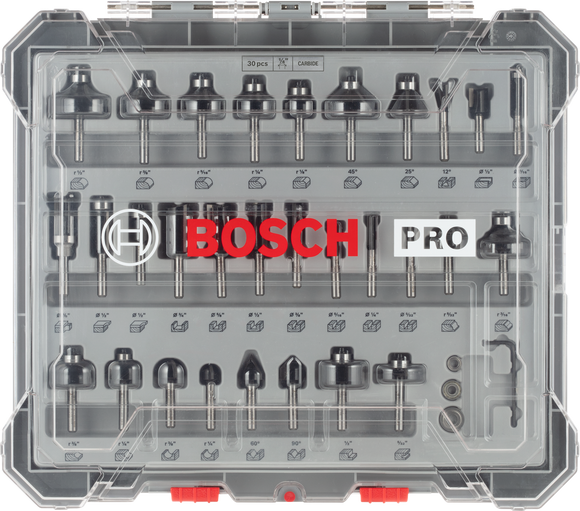 PRO Router Bit Mixed Set, Shank 1/4?, 30 pcs