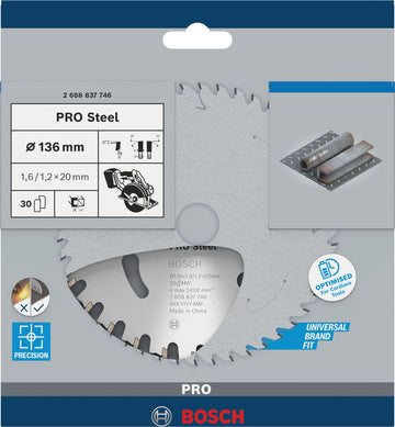 Bosch PRO Steel cordless Circular Saw Blade, 136 x 1.6 x 20 mm 30T - 0