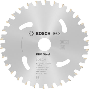 Bosch PRO Steel cordless Circular Saw Blade, 136 x 1.6 x 20 mm 30T