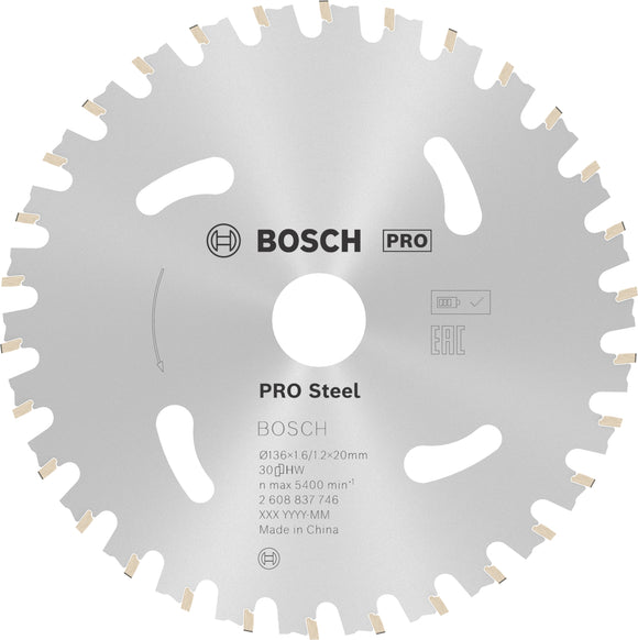 Bosch PRO Steel cordless Circular Saw Blade, 136 x 1.6 x 20 mm 30T