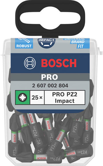 Bosch PRO Pozidriv Impact Bit, PZ2, 25 mm, Display, 10 x 25 pcs - 0