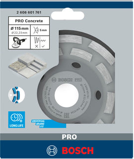 Bosch PRO Concrete Grinding Head, 50 x 115 mm, 22.23 mm - 0