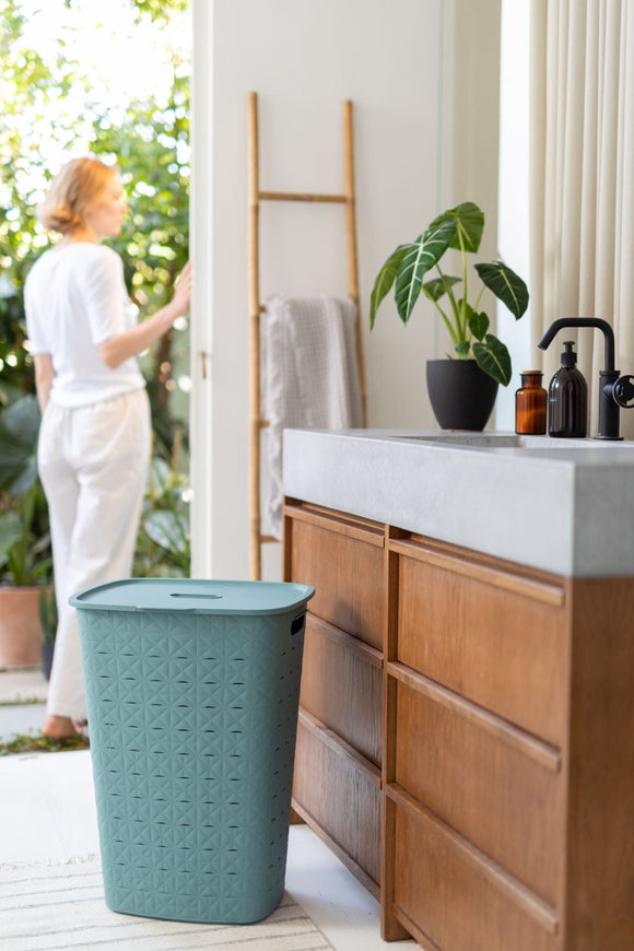 Curver Softex Hamper 56L Teal Blue in Bathroom