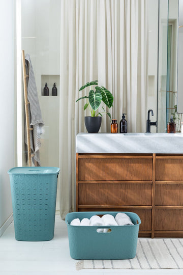 Curver Softex Laundry Basket 45L Teal Blue in Bathroom