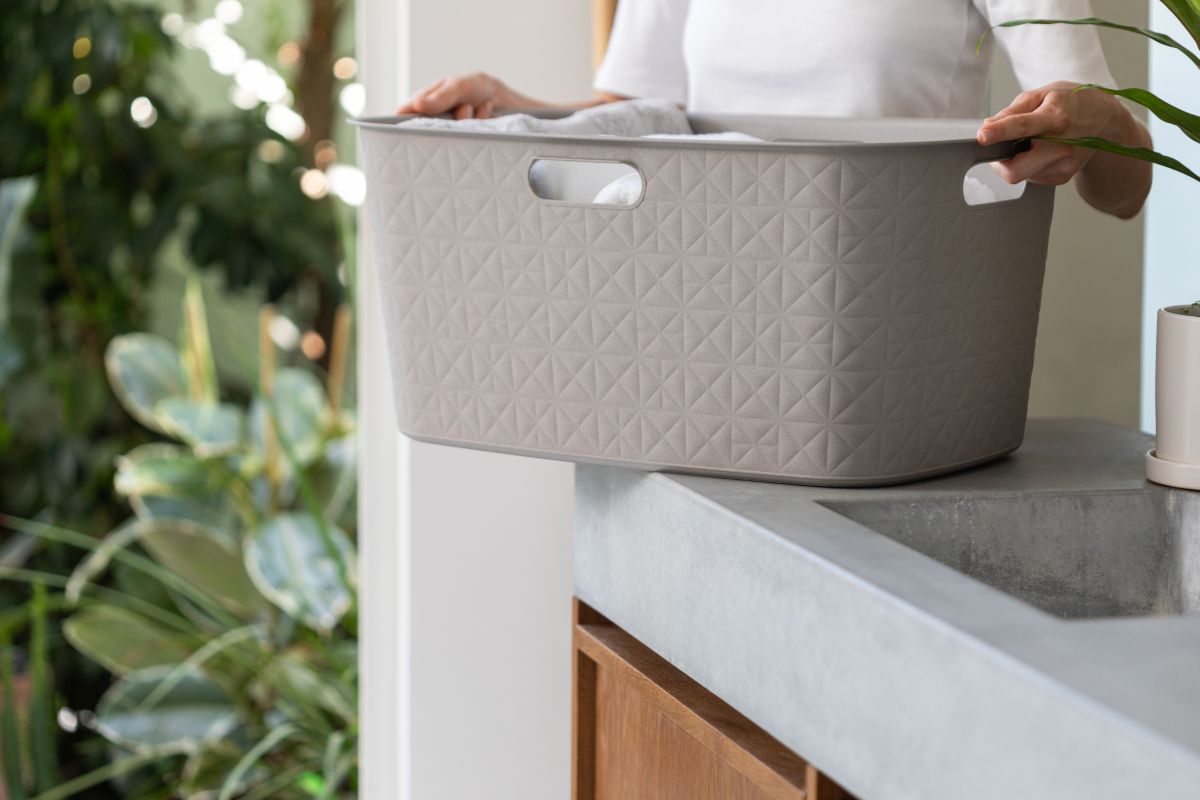 Curver Softex Laundry Basket 45L Taupe in Bathroom