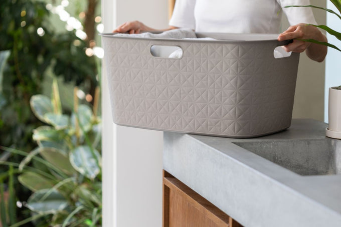 Curver Softex Laundry Basket 45L Taupe in Bathroom