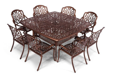 Anray 8 Seater Protea with 164cm x 164cm Patio Table Set SQUARE - Copper