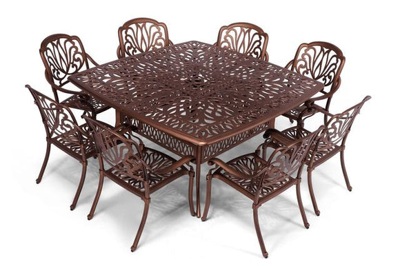 Anray 8 Seater Protea with 164cm x 164cm Patio Table Set SQUARE - Copper