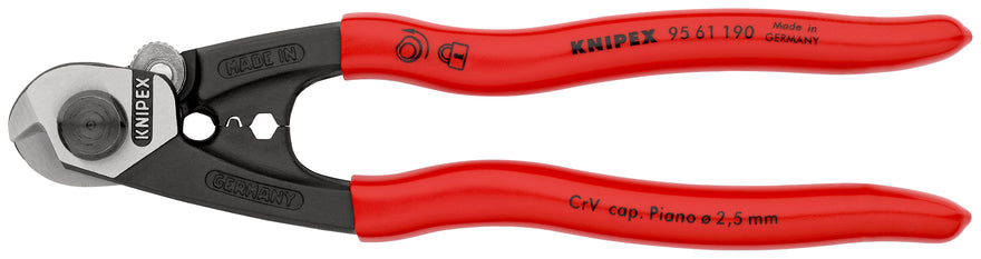 Image of a Knipex Plier Wire Rope Cutter 190mm PVC