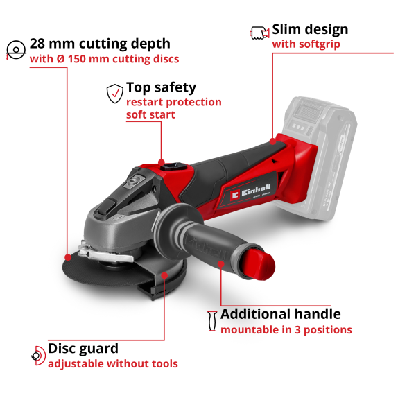 Einhell Cordless Angle Grinder TE-AG 18/115 Li-Solo + 2,5Ah Starter Kit