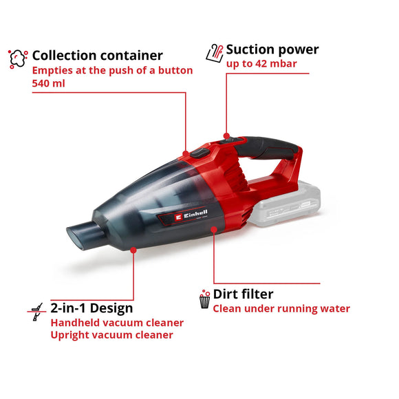 Einhell Cordless Vacuum Cleaner TE-VC 18 Li-Solo - image 04