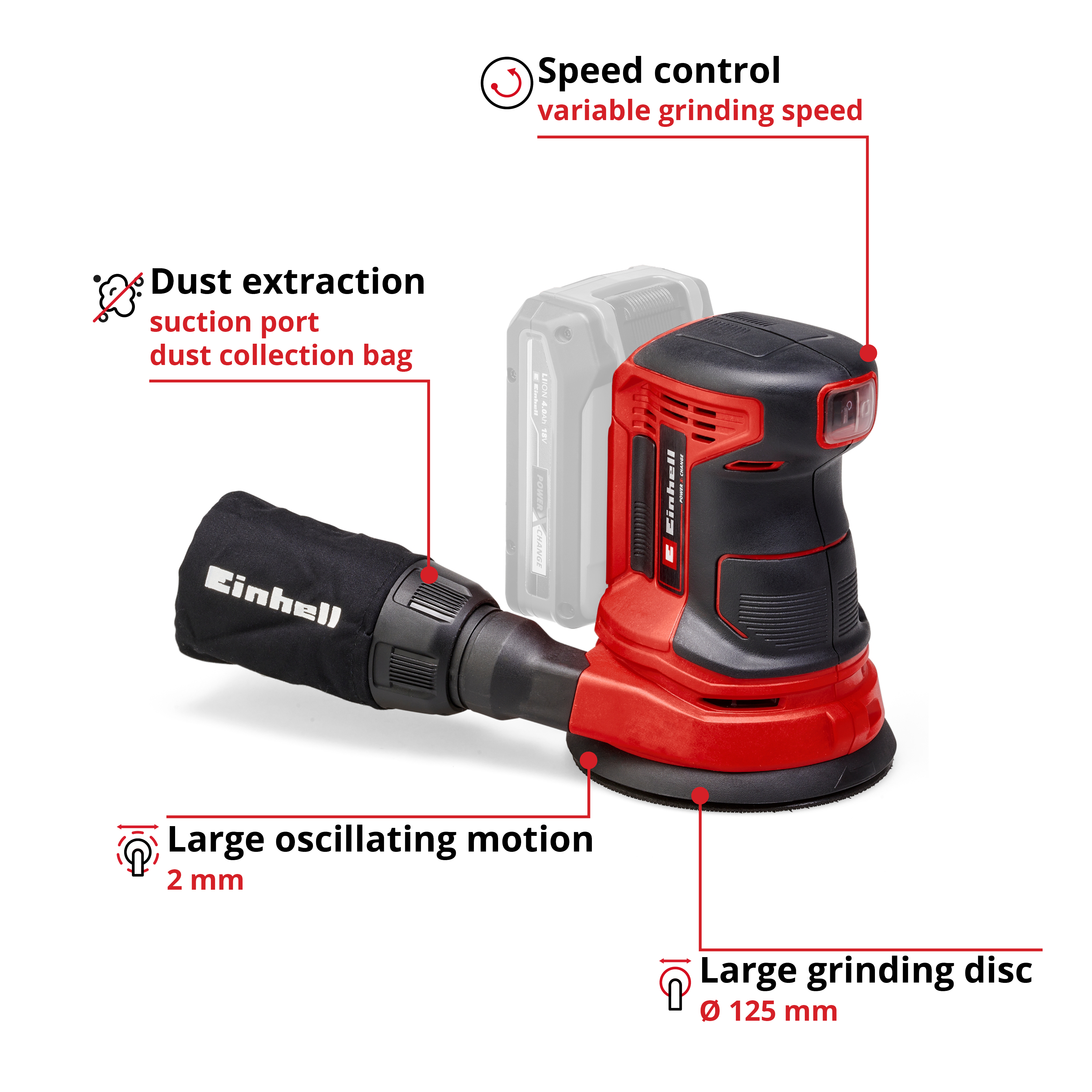 Einhell Cordless Rotating Sander TE-RS 18 Li-Solo