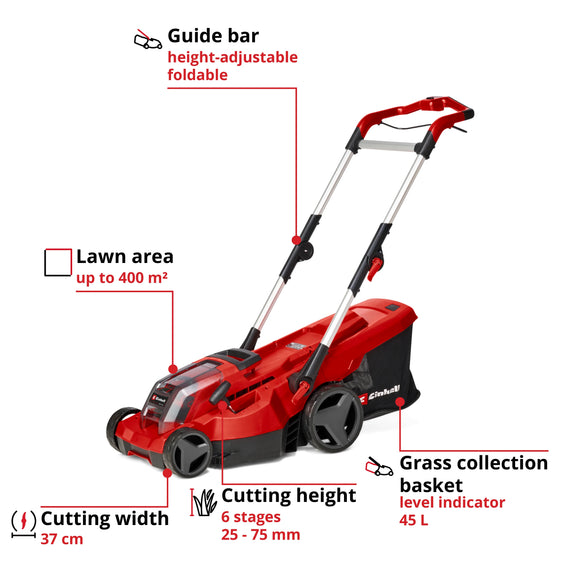 Einhell Cordless Lawn Mower GE-CM 36/37 Li-Solo - image 03