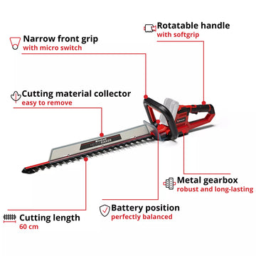 Einhell Cordless Hedge Trimmer GE-CH 18/60 Li-Solo - 0