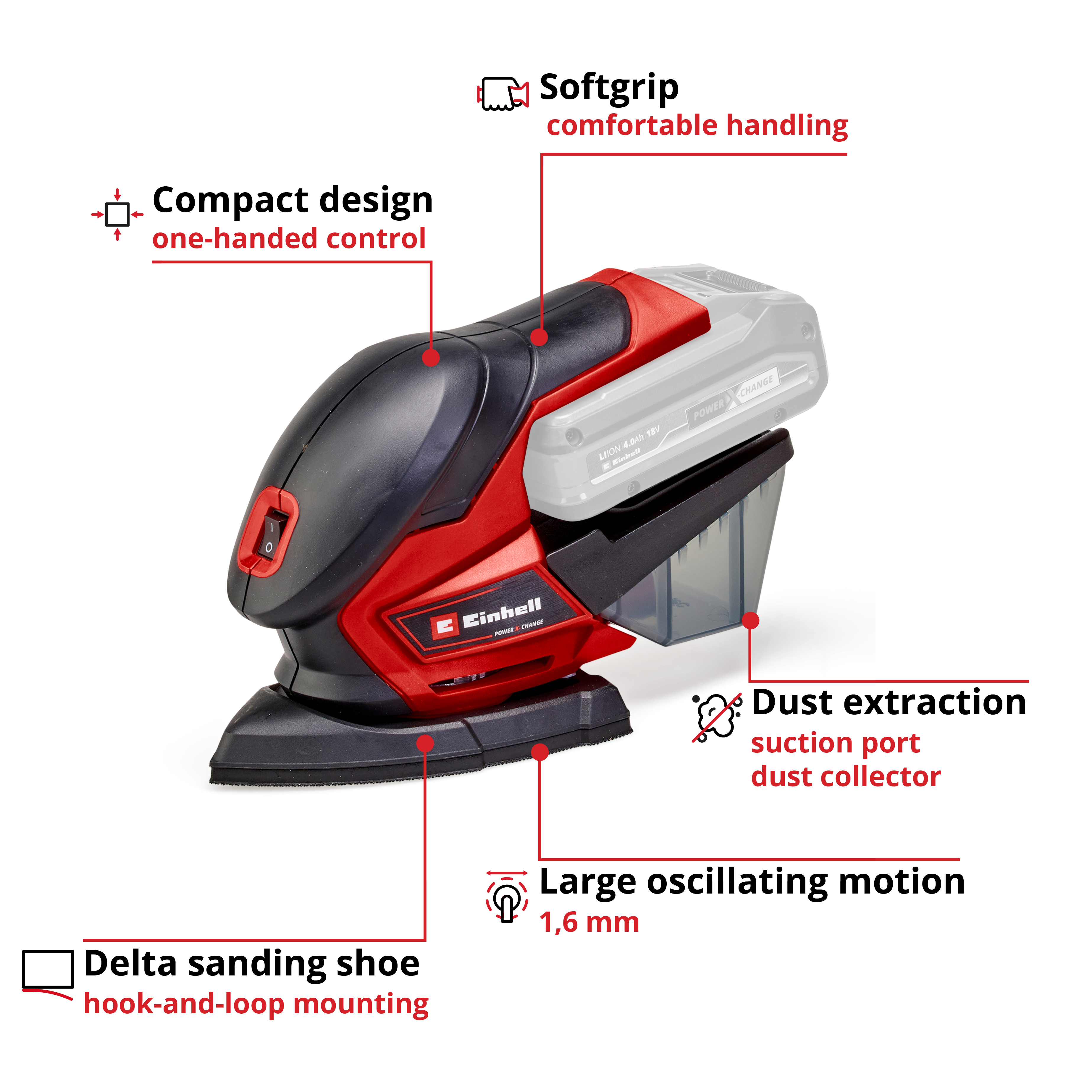 Einhell Cordless Multiple Sander TE-OS 18/150 Li Solo