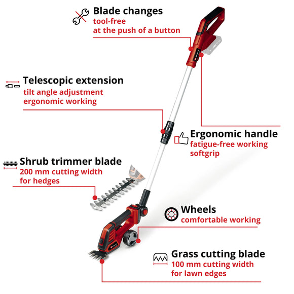 Einhell Cordless Grass- and Bush Shear GE-CG 18/100 Li T-Solo - image 03