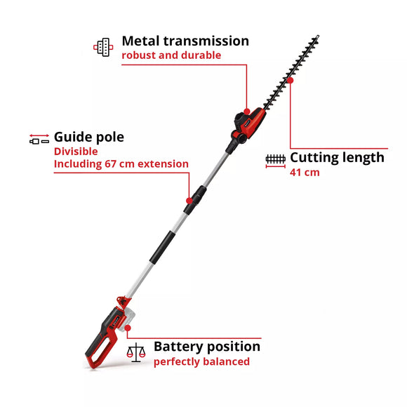 Einhell Cordless Telescopic Hedge Trimmer GC-HH 18/45 Li T-Solo