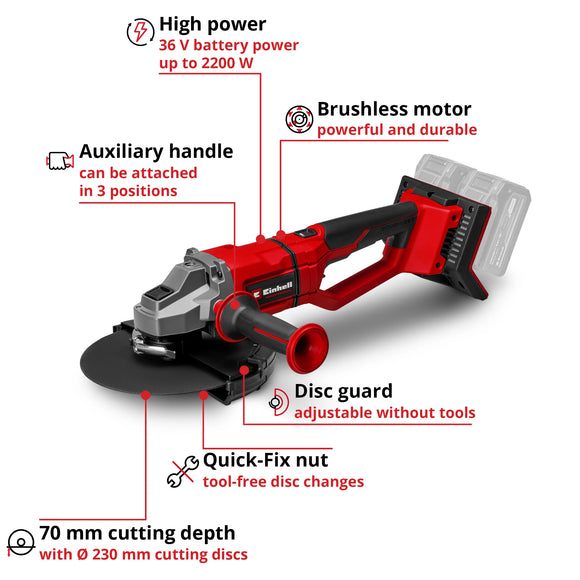 Einhell PROFESSIONAL Cordless Angle Grinder AXXIO 36/230 Q - image 04
