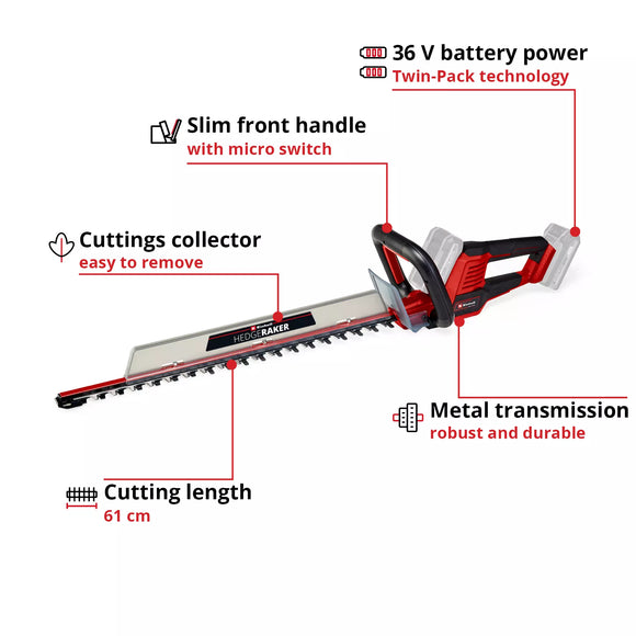 Einhell Cordless Hedge Trimmer GE-CH 36/61 Li-Solo