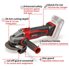 Einhell Cordless Angle Grinder TE-AG 18/115 Q Li Solo - image 04