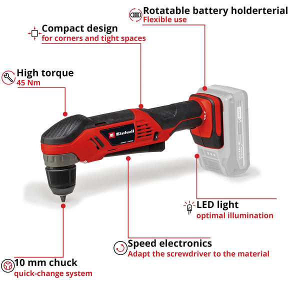 Einhell Cordless Angle Drill TE-AD 18 Li - Solo - image 03