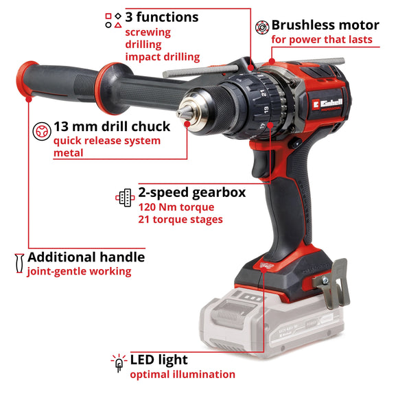 Einhell PROFESSIONAL Cordless Impact Drill  TP-CD 18/120 Li-i BL - Solo - image 03