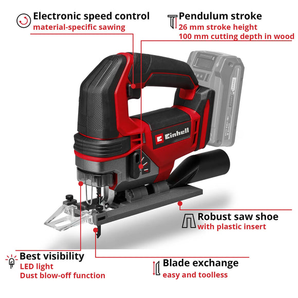 Einhell Cordless Jig Saw TE-JS 18/100 Li - Solo - image 04