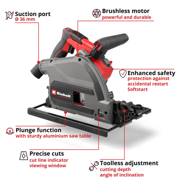 Einhell PROFESSIONAL Cordless Plunge Cut Saw TP-PS 18/165 Li BL - Solo - image 04