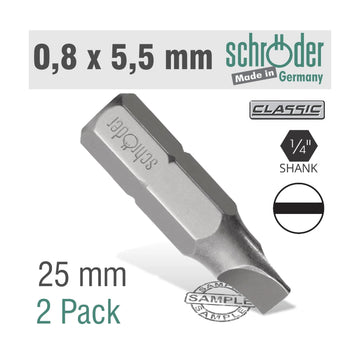Schroder Slotted Bit 0.8 x 5.5mm 25mm 2 Pack - image 01