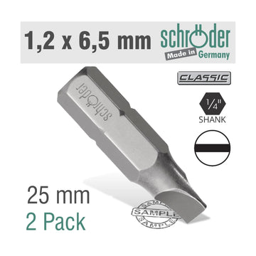 Schroder Slotted Bit 1.2 x 6.5mm 25mm 2 Pack - image 01