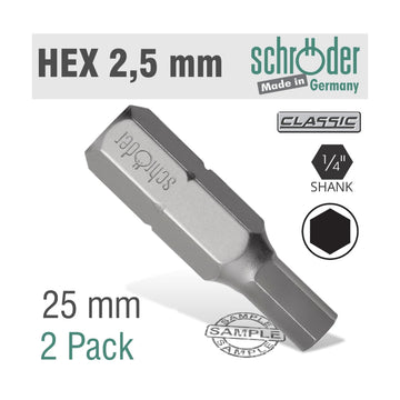 Schroder Hex/Allen Insert Bit 2.5mm 2 Pack - image 01