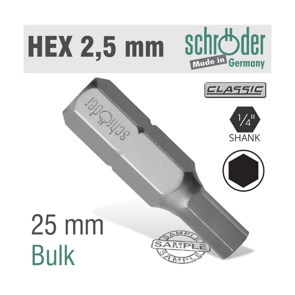 Schroder Hex/Allen Insert Bit 2.5mm - image 01