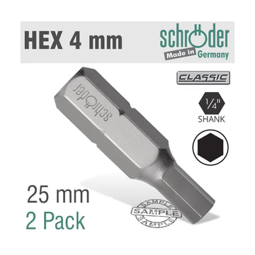 Schroder Hex/Allen Insert Bit 4mm 2 Pack - image 01