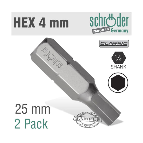 Schroder Hex/Allen Insert Bit 4mm 2 Pack - image 01