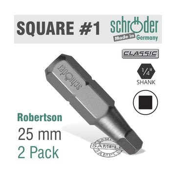 Schroder Sq Recess No. 1 x 25mm Bit 2 Pack - image 01