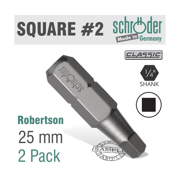 Schroder Sq Recess No. 2 x 25mm Bit 2 Pack - image 01