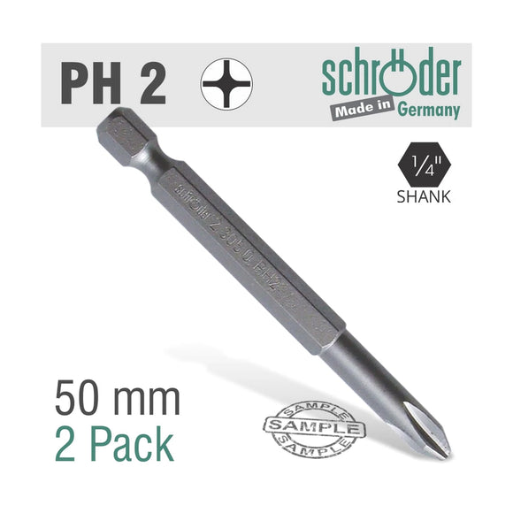 Schroder Phillips No. 2 x 50mm Classic Power Bit 2 Pack - image 01
