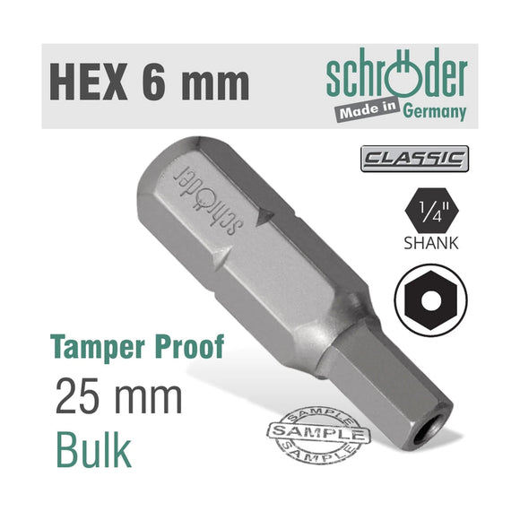 Schroder Allen/Hex 6mm Security Insert Bit 25mm - image 01