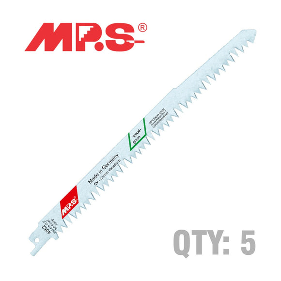 MPS Sabre Saw Blade 230mm 5 TPI 5 Pack Wood Cutting Fast Cut - image 01