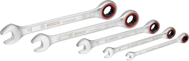 Bosch 5pc Ratchet Spanner Set silver satin