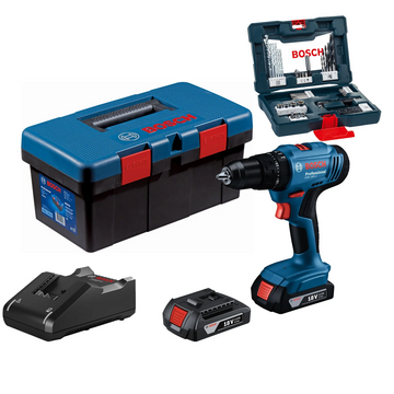 Bosch Cordless Impact Drill GSB 183-LI + 41pce Accessory Kit + Fisherman Box